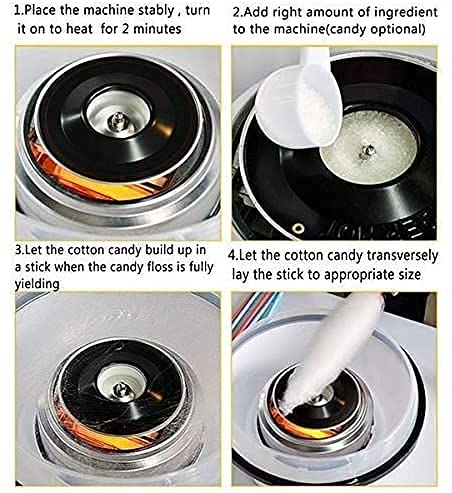 Holy Delight Holy Delight Cotton Candy Maker Machine Electric Sugar Floss Homemade Hard Sugar Free Candy with Splash Guard Sugar Spoon 10 Bamboo Sticks for Kids Carnival Party Kitchen Bakery Snacks  - Image 4