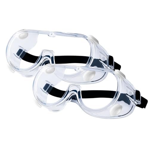 Honmein 2-Pack Safety Goggles, Anti-Fog Lab Goggles, Over Glasses Safety Glasses for Chemistry Lab, Mowing, Woodworking, Painting, Construction, Industrial Use - Image 1