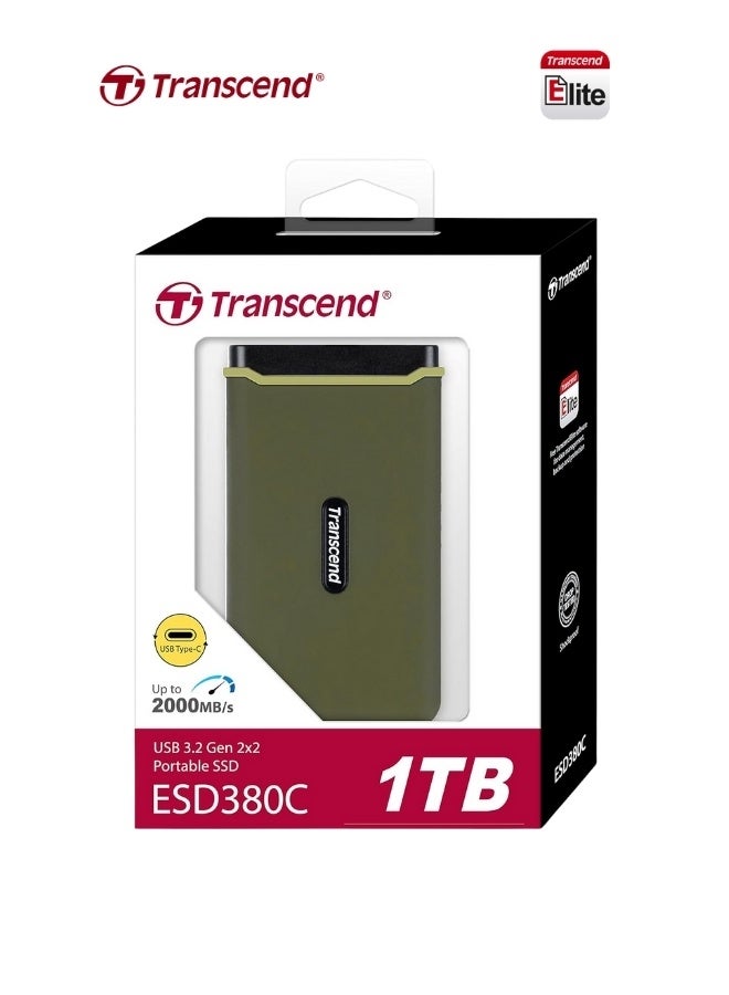 ESD380C Rugged Portable 1TB External SSD USB 3.2 Gen 2x2 | Compact Design | 20Gbps Speed | ShockProof | for PS5 Xbox Laptpo Desktop Iphone Android Smartphones 1 TB