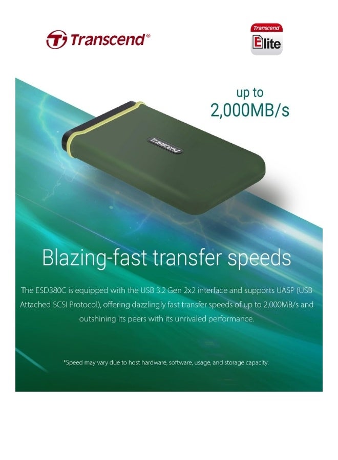 Transcend ESD380C Rugged Portable 1TB External SSD USB 3.2 Gen 2x2 | Compact Design | 20Gbps Speed | ShockProof | for PS5 Xbox Laptpo Desktop Iphone Android Smartphones 1 TB - Image 4