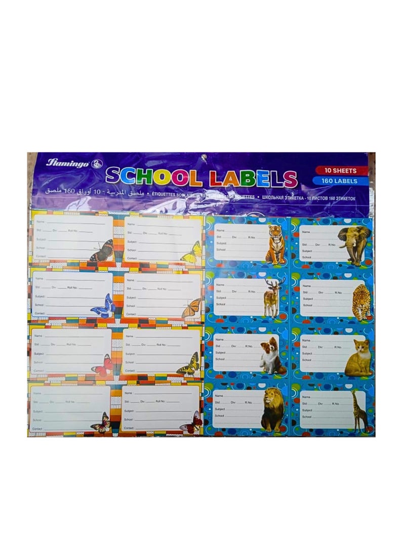 Flamingo Schools Labels Diamond Holographic 10 Sheets 160 labells - Image 2