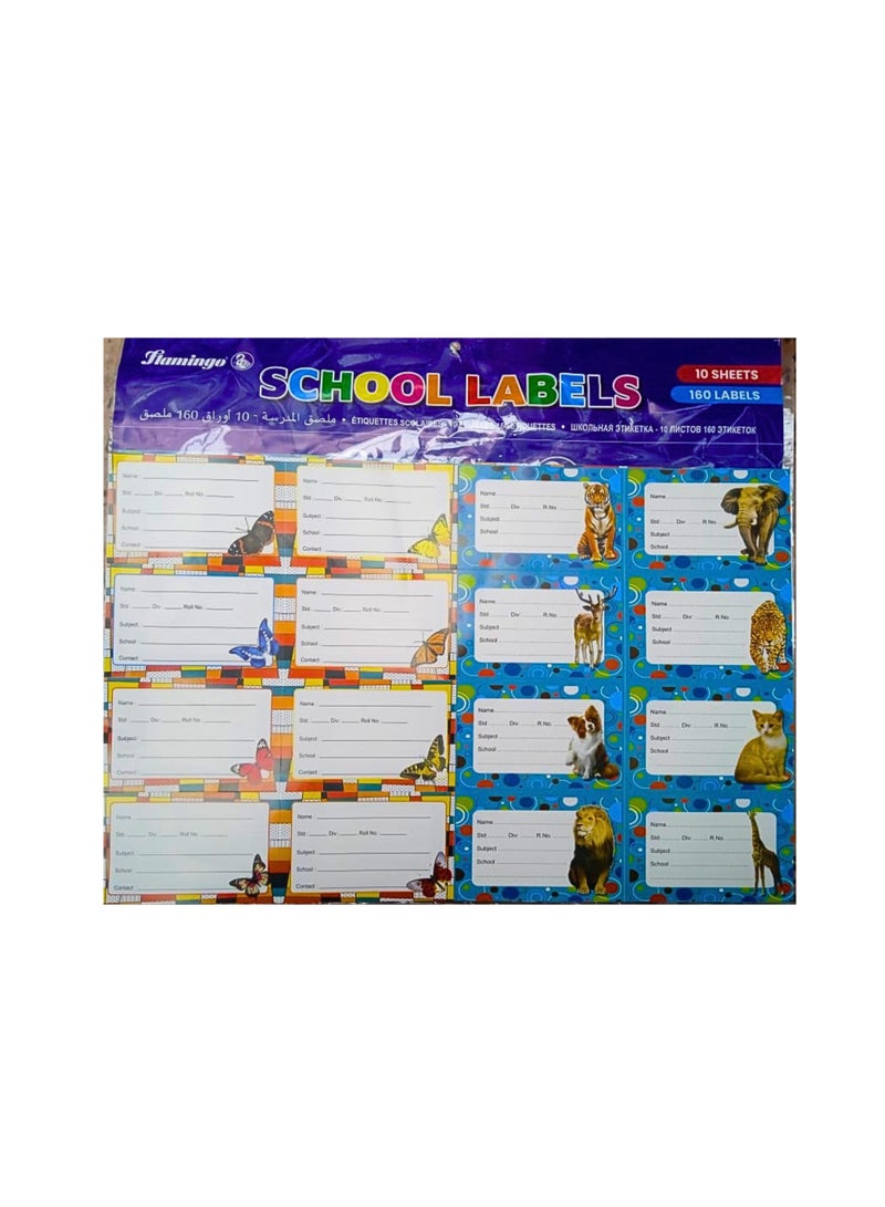 Flamingo Schools Labels Diamond Holographic 10 Sheets 160 labells - Image 1