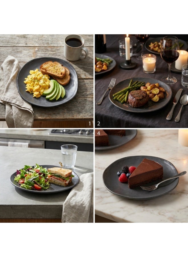Ariane Earth Charcoal Gray Dotts Fine Porcelain Plate, Premium Porcelain Dinner Plate - Image 2