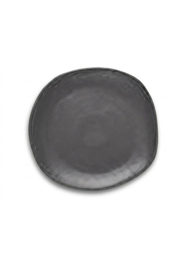 Ariane Earth Charcoal Gray Dotts Fine Porcelain Plate, Premium Porcelain Dinner Plate - Image 1