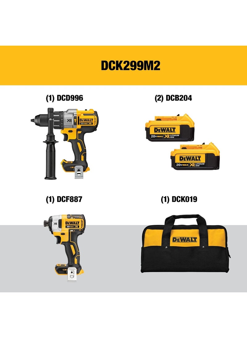 DEWALT DEWALT 20V MAX Hammer Drill and Impact Driver Cordless Power Tool Combo Kit with 2 Batteries and Charger DCK299M2  - Image 2
