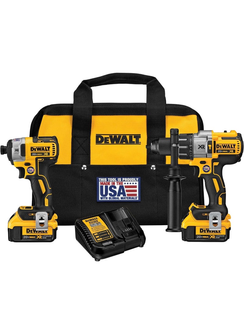 DEWALT DEWALT 20V MAX Hammer Drill and Impact Driver Cordless Power Tool Combo Kit with 2 Batteries and Charger DCK299M2  - Image 1