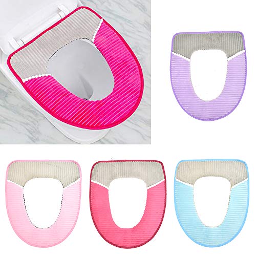 Renashed 4 Pcs Toilet Seat Cover Pad Thicker Washable Toilet Seat Cushion Mat Winter - Image 1