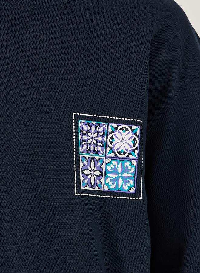 Styli Men Navy Oversized Graphic Print T-Shirt - Image 3