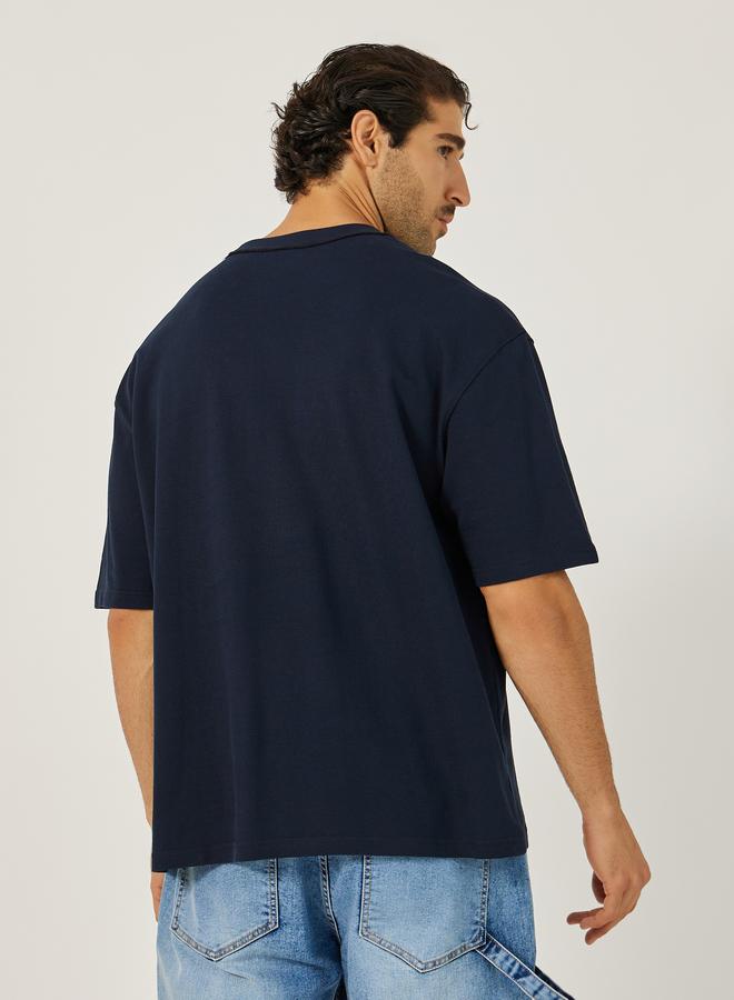 Styli Men Navy Oversized Graphic Print T-Shirt - Image 4