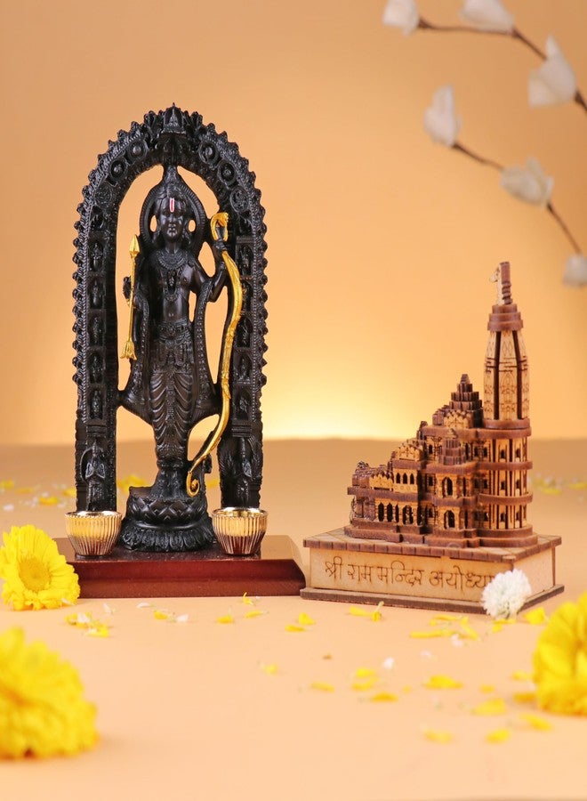 Floweraura مجسم ثلاثي الأبعاد مصنوع يدويًا من FlowerAura، يجسد معبد شري رام في أيوديا، مع تمثال اللورد شري رام لالا جي، قطعة فنية رائعة لتزيين المنزل، هدية مثالية لعيد ديوالي، هدية للمناسبات الدينية، وهدية مباركة. - Image 1