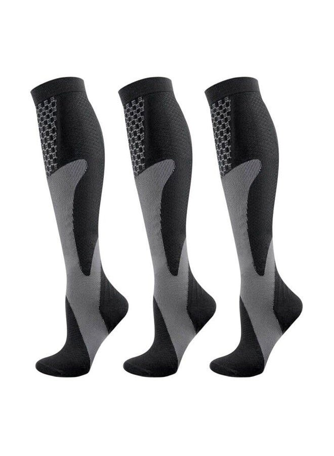 YUEDGE 3 Pairs Compression Socks for Men Knee High Running Cycling Softball Baseball Athletic Support Socks Size 9-11, Black - Image 1