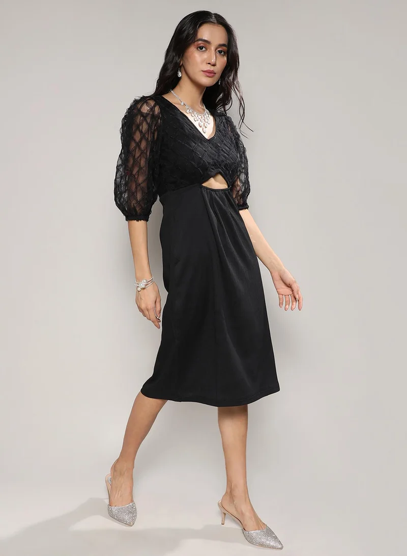 PINACOLADA  Women's Carbon Black Sheer Cut-Out Dress for Women | Best Price UAE