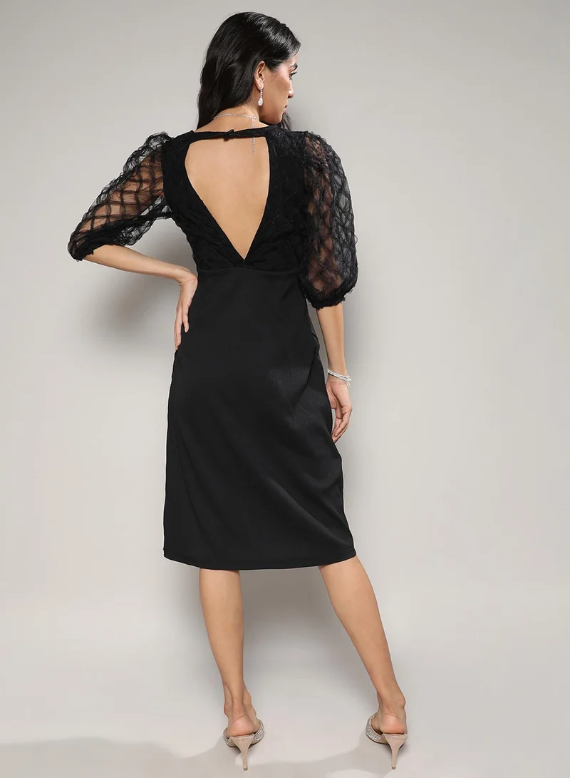 PINACOLADA  Women's Carbon Black Sheer Cut-Out Dress for Women | Best Price UAE