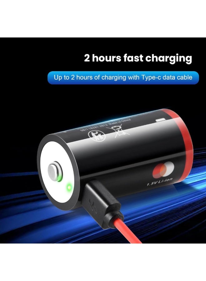 Soshine Rechargeable C Batteries, 1.5V Lithium LR14, 5000mWh, with USB-C Charging Cable (4-Pack) - Image 3