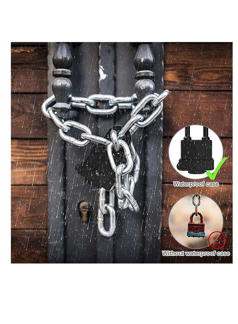 Cobest Padlock with Key [2 Pack] [3 Keys] Key Padlock Weatherproof Outdoor Waterproof Lock 30mm Heavy Duty Padlocks Anti-Cut - Image 2