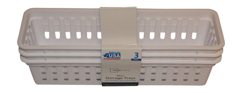 Mainstay Mini Storage Trays Bin Bundle- Basic Square 3pk  Slim Plastic Storage Trays Basket 3pks  Rectangular 2pk -White - Image 3