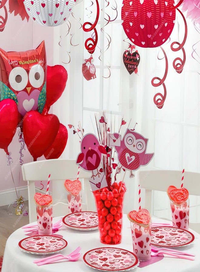 BASEMMAHER Valentine's Day Party Supplies Red Pink Lovely Heart Paper Plates Disposable Dinnerware Dessert Dinner Plate Set for Engagements Weddings Anniversary Birthday Party Decorations Serves 24 - Image 5