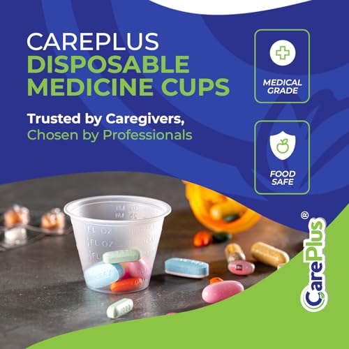 CARE PLUS Disposable Medicine Cups (100 Count - 1 oz) – Sturdy Plastic Measuring & Dosing Cups with Easy-to-Read Embossed Measurement – 30ml Med Cups for Pills, Liquid Medication, Mixing, Paint & More - Image 2