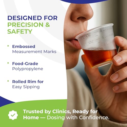CARE PLUS Disposable Medicine Cups (100 Count - 1 oz) – Sturdy Plastic Measuring & Dosing Cups with Easy-to-Read Embossed Measurement – 30ml Med Cups for Pills, Liquid Medication, Mixing, Paint & More - Image 3