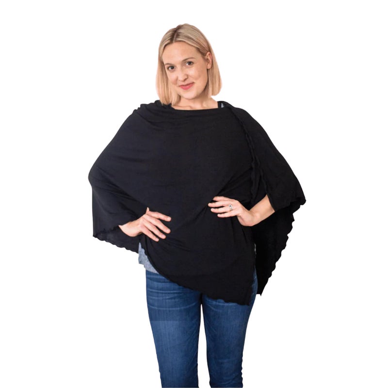 Bamboobies Nursing Cover for Breastfeeding - Ultra-soft, Lightweight - Multi-use - One Size, Black Poncho. - Image 1