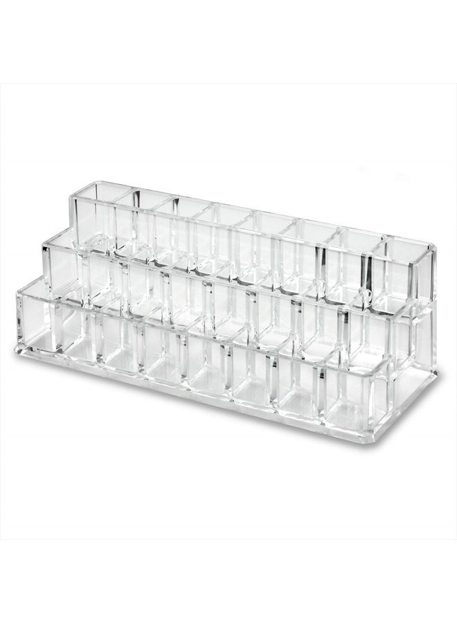 BY ALEGORY byAlegory Tiered Acrylic Lipstick Makeup Organizer | 24 Space Cosmetic Storage - 3 Tiers (CLEAR) - Image 3