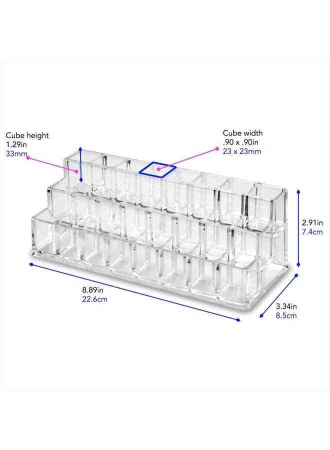 BY ALEGORY byAlegory Tiered Acrylic Lipstick Makeup Organizer | 24 Space Cosmetic Storage - 3 Tiers (CLEAR) - Image 5