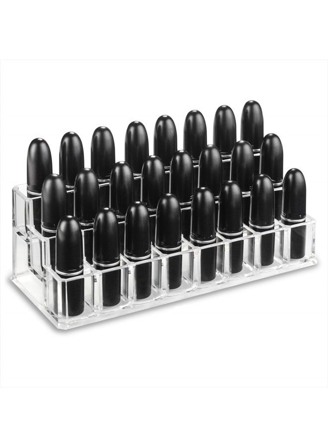 BY ALEGORY byAlegory Tiered Acrylic Lipstick Makeup Organizer | 24 Space Cosmetic Storage - 3 Tiers (CLEAR) - Image 2