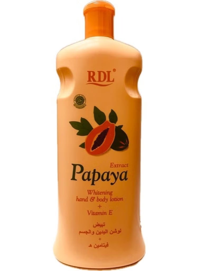 RDL Papaya Extract Whitening Hand & Body Lotion + Vitamin E 600ml - Image 1
