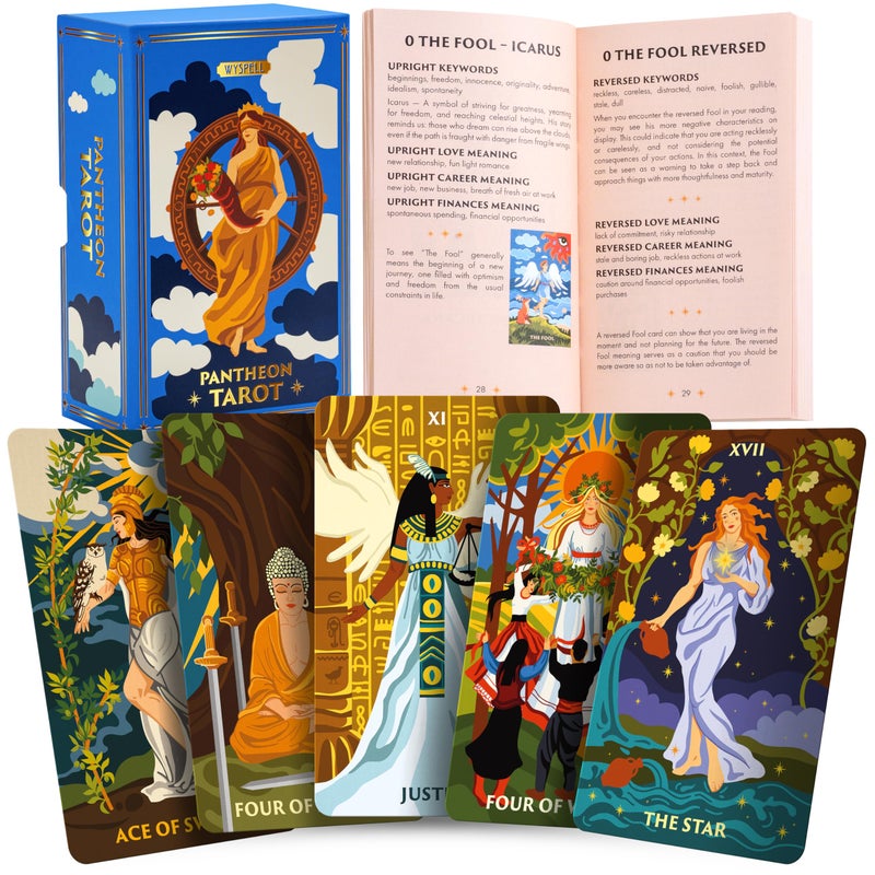 Wyspell Tarot Cards Pantheon Tarot Deck with Guide Book Unique Card Deck for Beginners Modern Fortune Telling Cards - Image 3