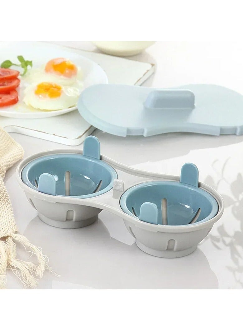 AROAQ Microwave Oven Double Cup Egg Cooker Mold Steamer Manufacturer Steamer Egg Omelet Artifact Cookware Kitchen Gadget  - Image 1