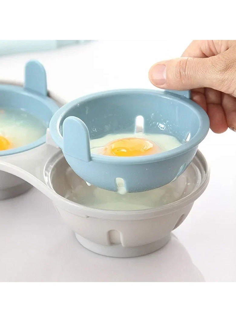 AROAQ Microwave Oven Double Cup Egg Cooker Mold Steamer Manufacturer Steamer Egg Omelet Artifact Cookware Kitchen Gadget  - Image 4