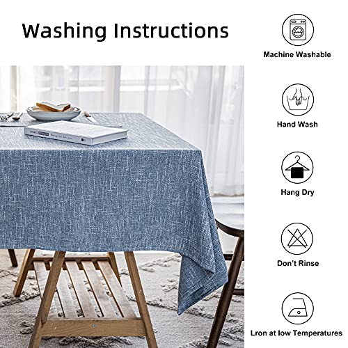JSFLY Waterproof Cotton Linen Tablecloths Rectangle Dining Table Cloth, Wipe Clean Indoor & Outdoor Table Cover for Buffet Party and Banquets, Wrinkle Resistant（54"x70"） Dirty Blue - Image 3