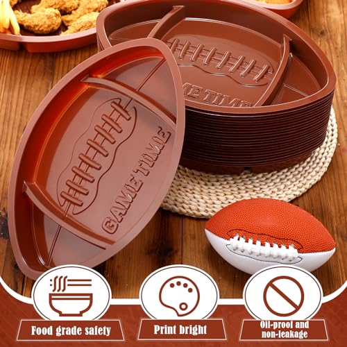 Wiwiqing 12 Pcs Football Serving Trays, Large 13.4 x 8.5 Inch Plastic Football Snack Thick Trays, Includes 2 Dip Sections, Tailgate Party Serveware Decorations - Image 4
