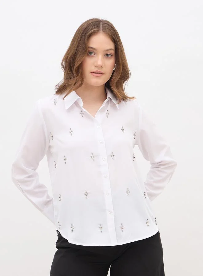 Styli Styli Embellished Long Sleeves Regular Fit Shirt
