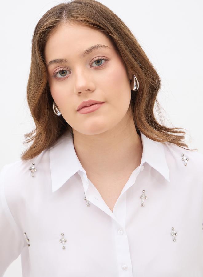 ستايلي قميص بأكمام طويلة مطرزة بقصة عادية - Image 4