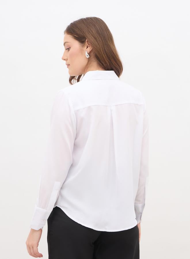 ستايلي قميص بأكمام طويلة مطرزة بقصة عادية - Image 5