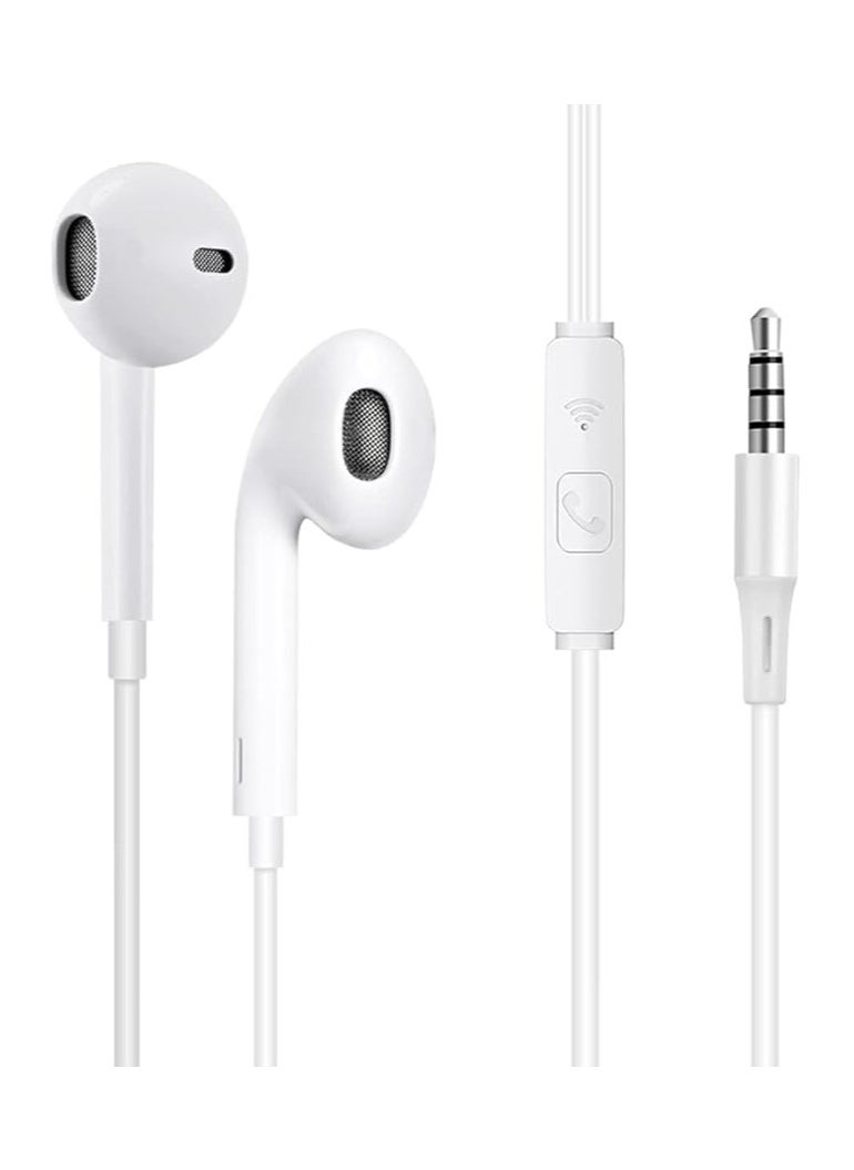 JoyousSto Earphone Super Base Wired 3.5 mm Plug Enhanced Bass Clear Sound Earphones with Built-in Mic for All Smartphone, iPhones, Tablets, Laptops and Computers White  - Image 1