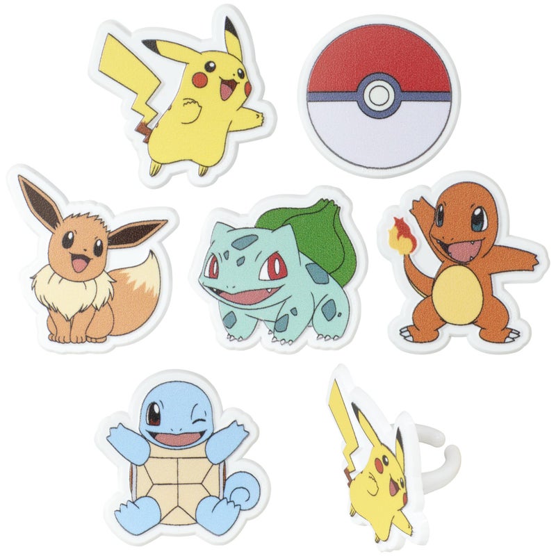 DecoPac PokÃ©mon Rings, Cupcake Decorations With Pikachu, Bulbasaur, Eevee, Charmander, Squirtle, and PokÃ© Ball, Multicolored Food Safe Cake Toppers â€“ 24 Pack - Image 5