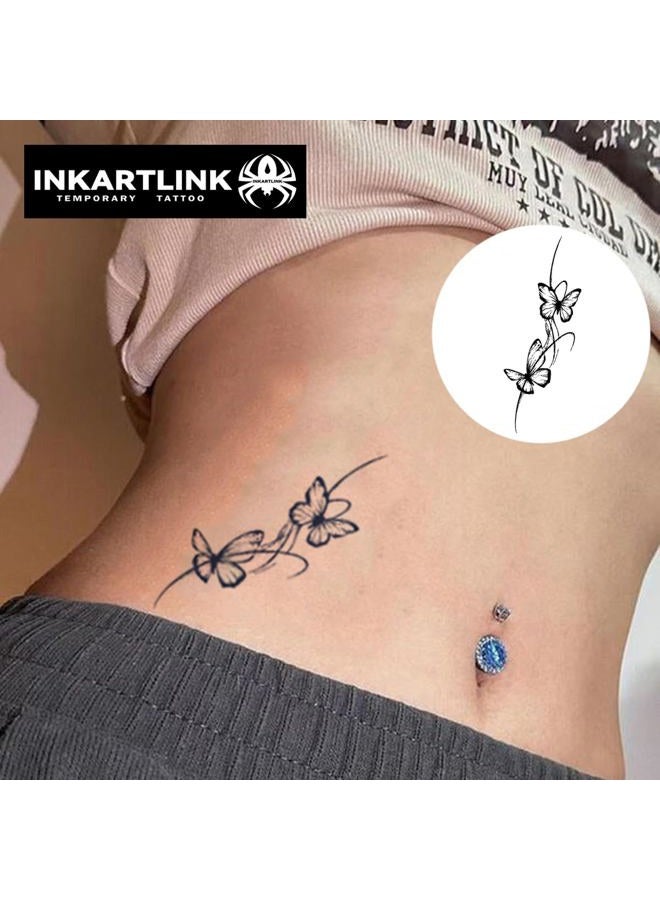INKARTLINK Tattoo Tech, 2 Half Permanent Tattoo Sheets Medium Temporary Tattoos, Last 1 To Week, Waterproof, Realistic Appearance, No Sticker, Reflection (Butterfly) - Image 2