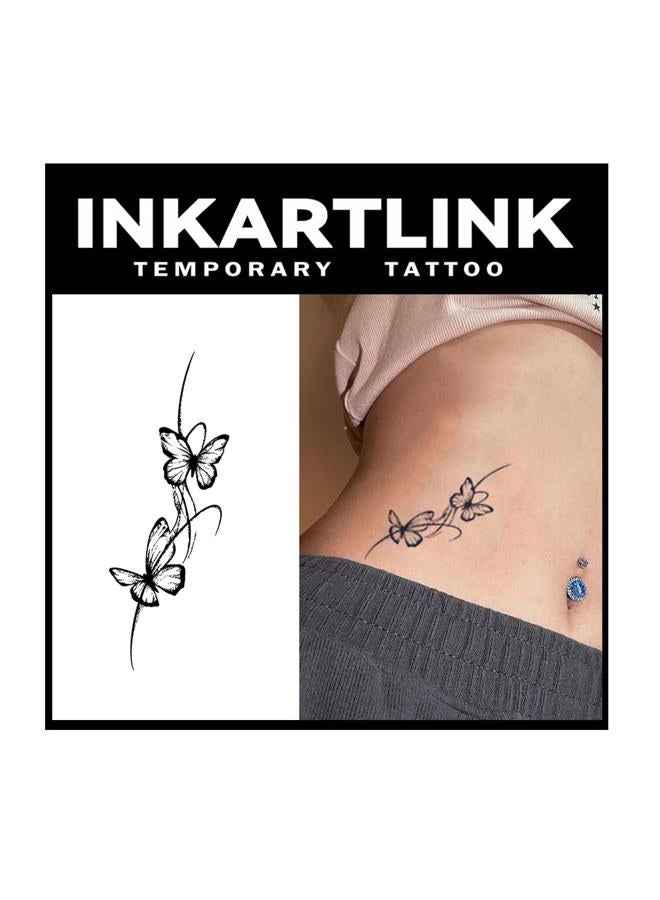 INKARTLINK Tattoo Tech, 2 Half Permanent Tattoo Sheets Medium Temporary Tattoos, Last 1 To Week, Waterproof, Realistic Appearance, No Sticker, Reflection (Butterfly) - Image 1