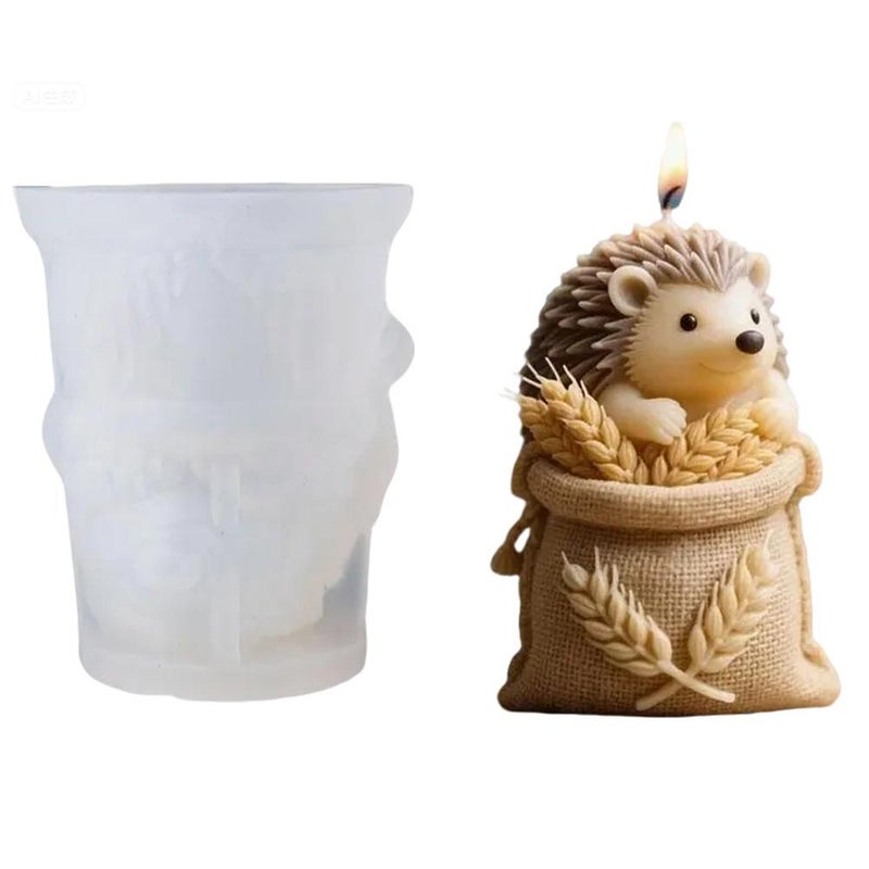 Christmas hedgehog wheat bag scented candle silicone mold DIY hedgehog handmade soap diffuser stone ornament - Image 1