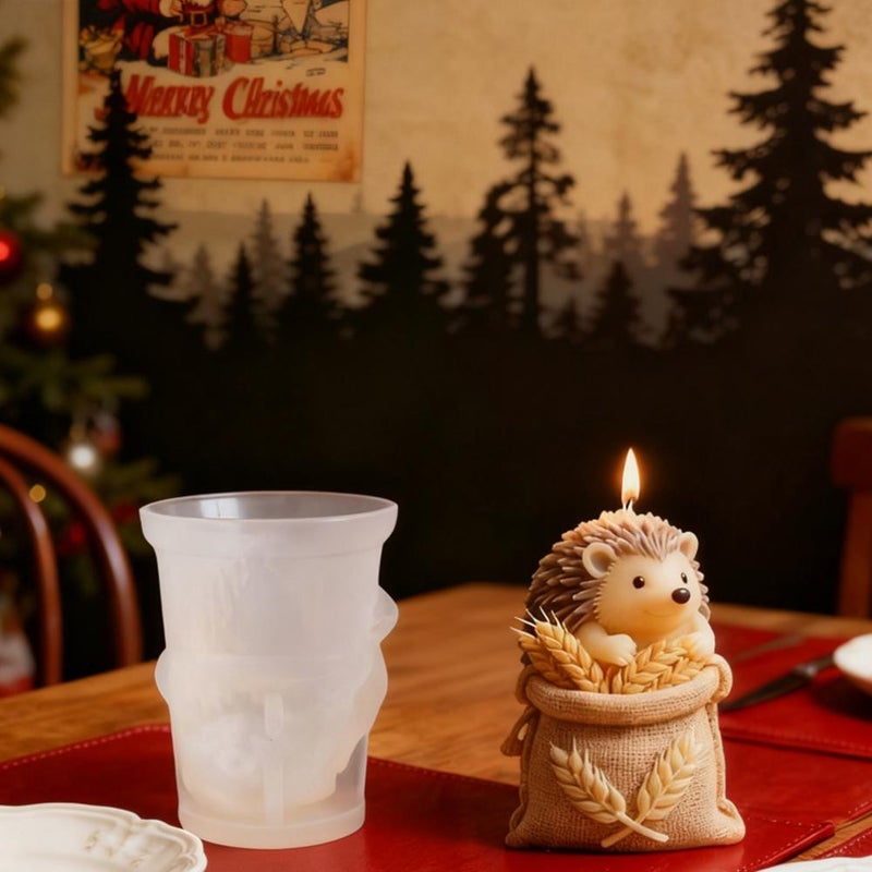 Christmas hedgehog wheat bag scented candle silicone mold DIY hedgehog handmade soap diffuser stone ornament - Image 5