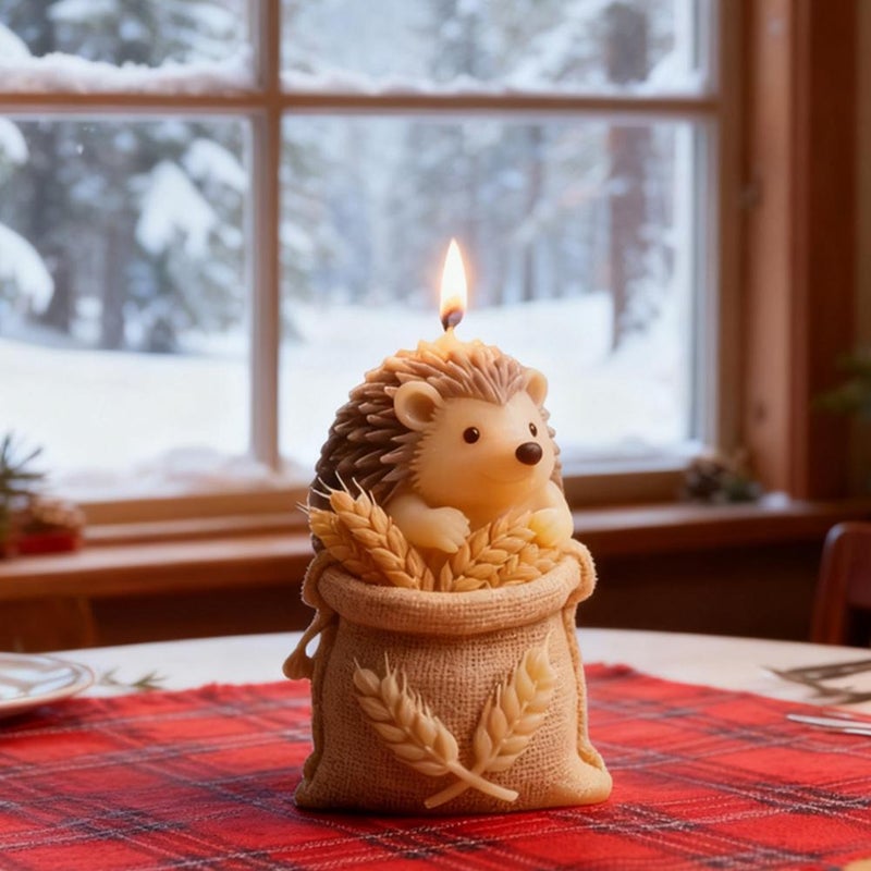 Christmas hedgehog wheat bag scented candle silicone mold DIY hedgehog handmade soap diffuser stone ornament - Image 3