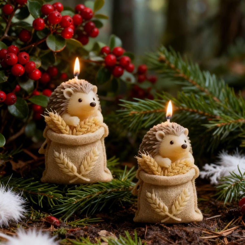 Christmas hedgehog wheat bag scented candle silicone mold DIY hedgehog handmade soap diffuser stone ornament - Image 4