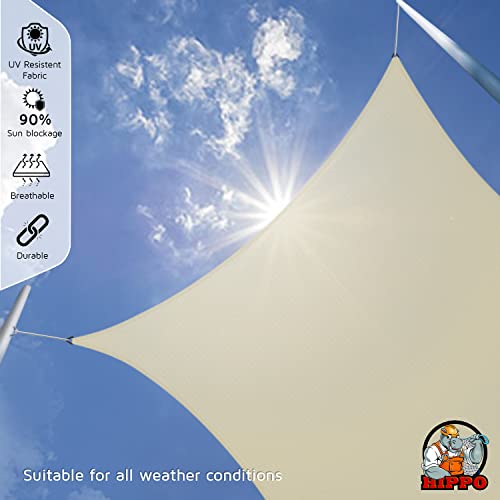 HIPPO Rectangle Shade Sail Affordable & Premium 180 GSM Sun Shade UV Block for Canopy Outdoor Patio Car Parking (Ivory, 9.5FTX10FT) - Image 2