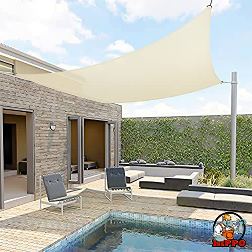 HIPPO Rectangle Shade Sail Affordable & Premium 180 GSM Sun Shade UV Block for Canopy Outdoor Patio Car Parking (Ivory, 9.5FTX10FT) - Image 1
