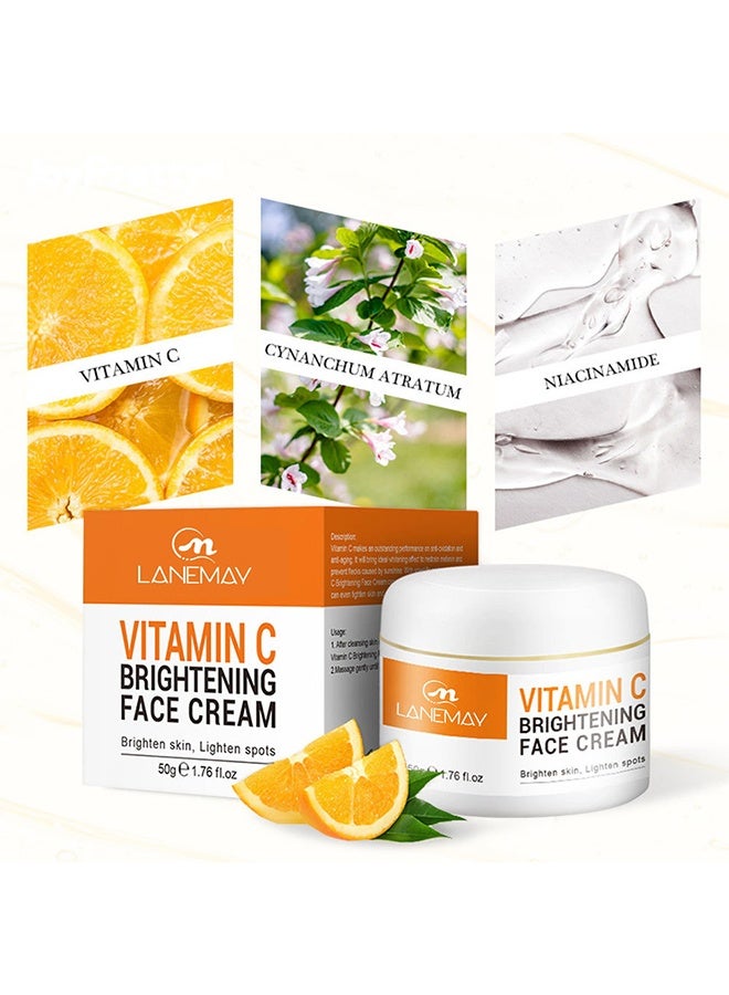 LANEMAY Vitamin C Brightening face cream,Potent Nourish Skin White Brighten Face Cream，Moisturizing Brighten Complexion Improving Skin Tone 50g - Image 3