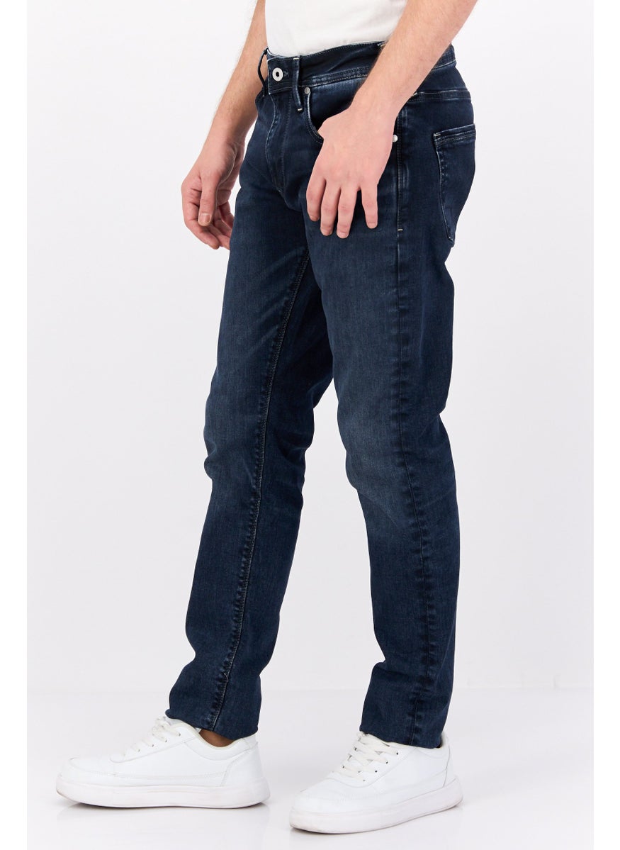 Pepe Jeans - Men Taper Fit Washed Stretchable Denim Jeans, Navy - Image 1