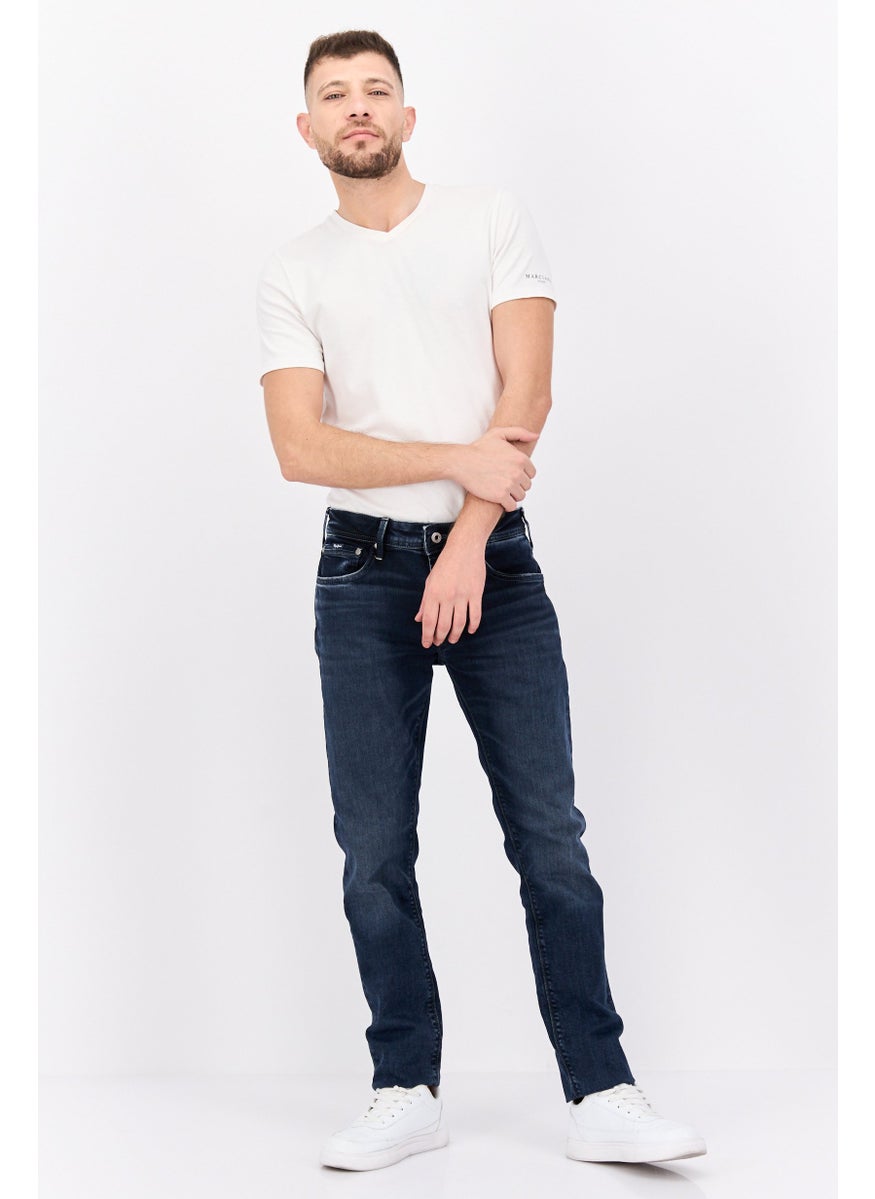 Pepe Jeans - Men Taper Fit Washed Stretchable Denim Jeans, Navy - Image 1
