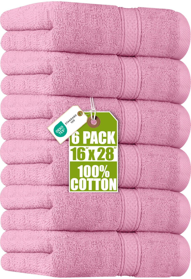 Utopia Towels 6 Pack Premium Hand Towels Set, 16 by 28 inches, 100% Ring Spun Cotton, Ultra Soft and Highly Absorbent 600GSM Towels for Bathroom, Gym, Shower, Hotel, and Spa, Pink - Image 1